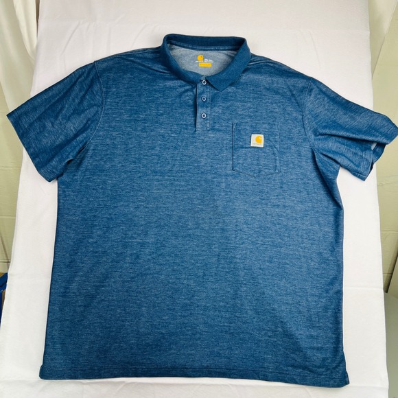 Carhartt Other - Carhartt Mens 3XL Tall Blue Heathered Short Sleeve Pocket Polo Original Shirt